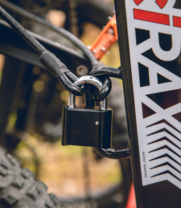 lock for locking bikes on hitch bike rack 